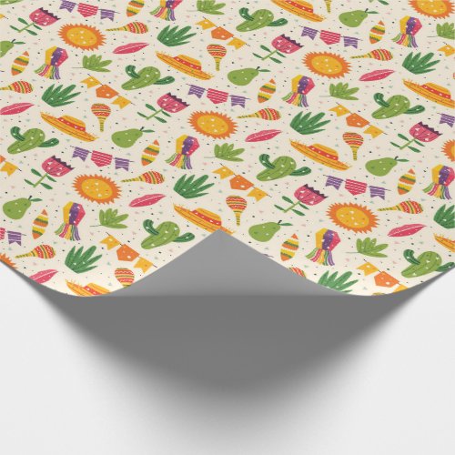 Mexico Yellow Green Pink Party Pattern Wrapping Paper