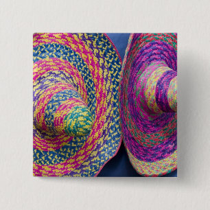 Mexico, Yucatan, Merida, traditional woven Pinback Button