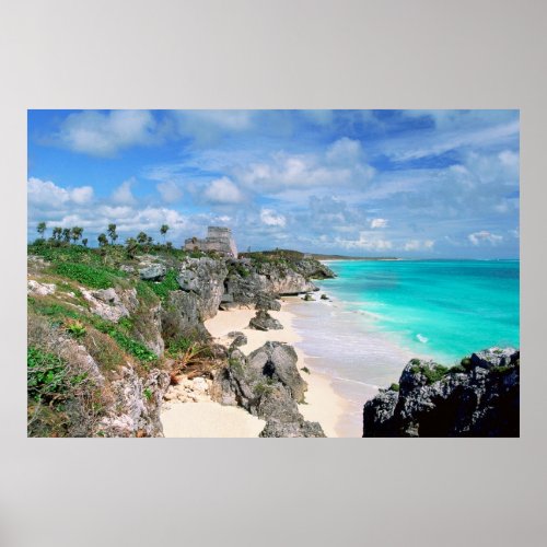 Mexico Yucatan Peninsula Ruins Of Tulum Mayan Poster