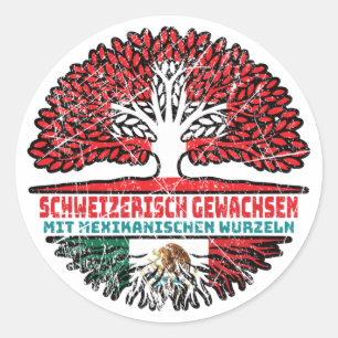 Mexiko Mexikanisch Schweizer Schweiz Baum Wurzel Classic Round Sticker