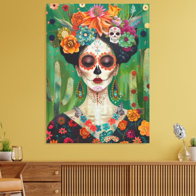 Mexina aesthetic sugar skull canvas print (Insitu(LivingRoom))