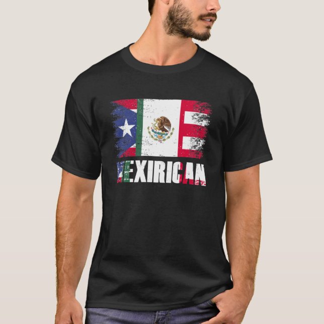 Mexirican Mexico Puerto Rican Flag Pride Proud Her T-Shirt (Front)