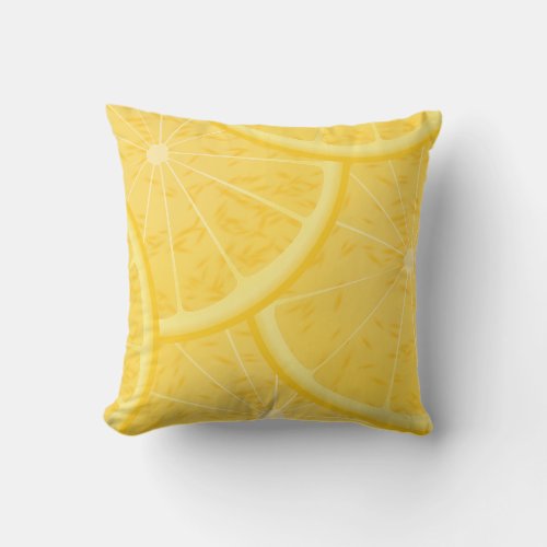 Meyer Lemon Slices Yellow Outdoor Throw Pillow