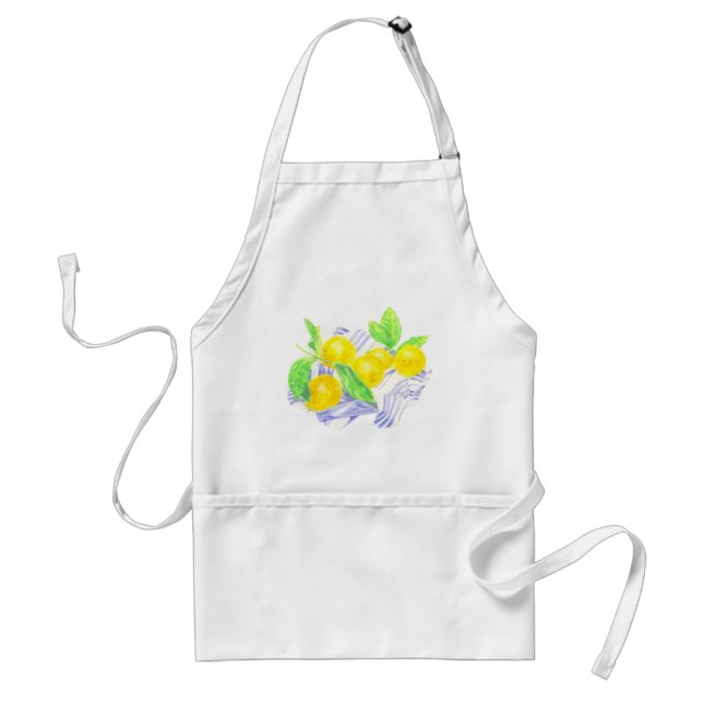 Meyer lemons on kitchen towel adult apron (Front)