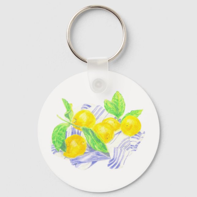 Meyer lemons on kitchen towel keychain (Front)