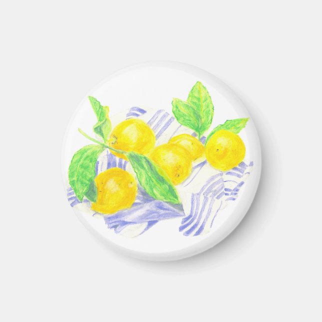 Meyer lemons on kitchen towel magnet (Front)