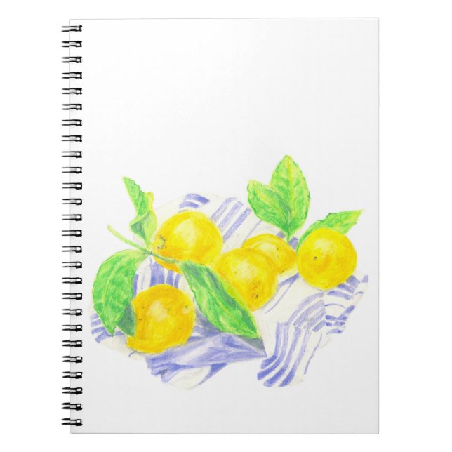Meyer lemons on kitchen towel notebook (Front)