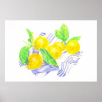 Meyer lemons on kitchen towel
