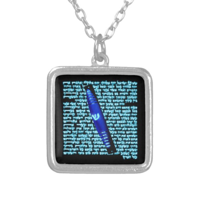 Mezuzah Silver Plated Necklace (Front)