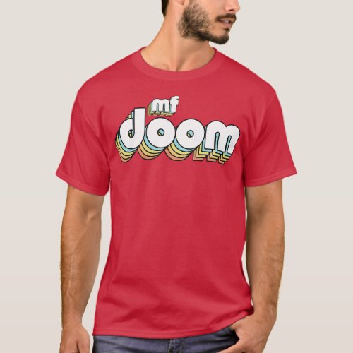 Mf Doom Retro Rainbow Typography Faded Style T_Shirt