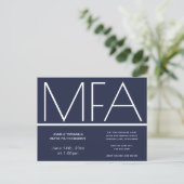 MFA degree Graduation Party Invitation Postcard (Standing Front)