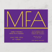 MFA degree Purple Graduation Party Invitation Postcard (Front)