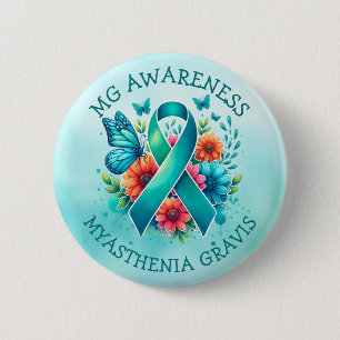 MG Awareness Myasthenia Gravis Ribbon Button
