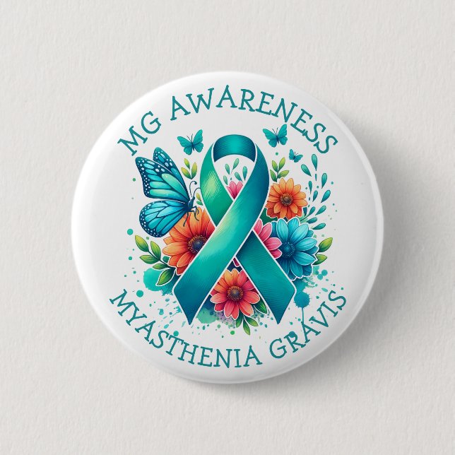 MG Awareness | Myasthenia Gravis Ribbon Button (Front)