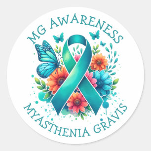 MG Awareness Myasthenia Gravis Ribbon Classic Round Sticker
