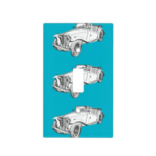 MG Convertible Antique Sports Car Illustration Light Switch Cover