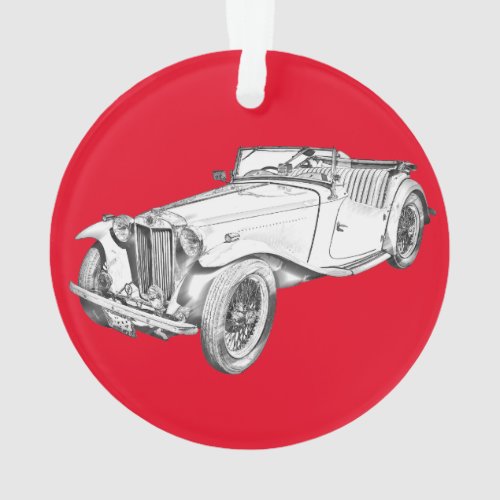 MG Convertible Antique Sports Car Illustration Ornament