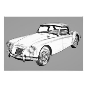 MG Convertible Sports Car Illustration Photo Print