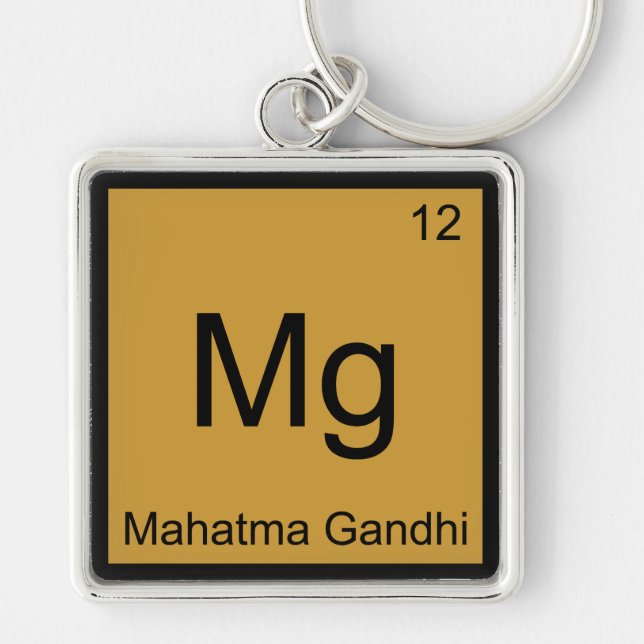 Mg - Mahatma Gandhi Funny Chemistry Element Symbol Keychain (Front)