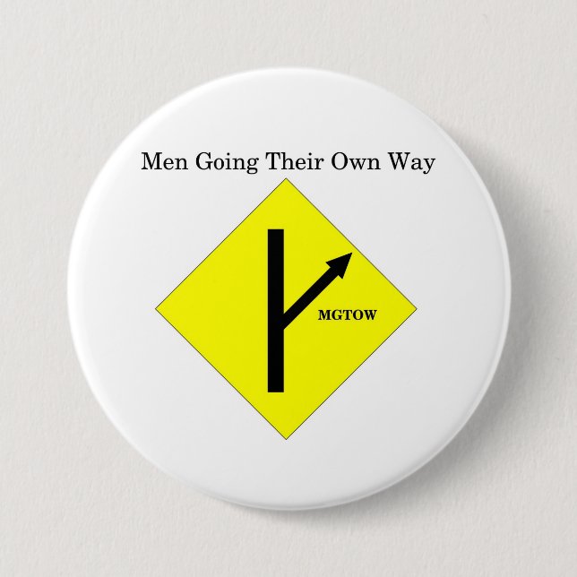 MGTOW Logo Button-Large Size-White Background Button (Front)