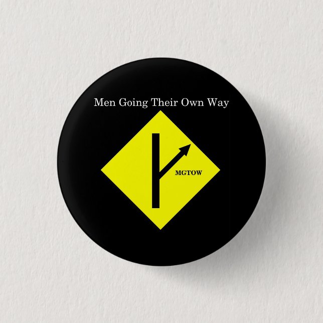 MGTOW Logo Button-Small-Black Background Button (Front)