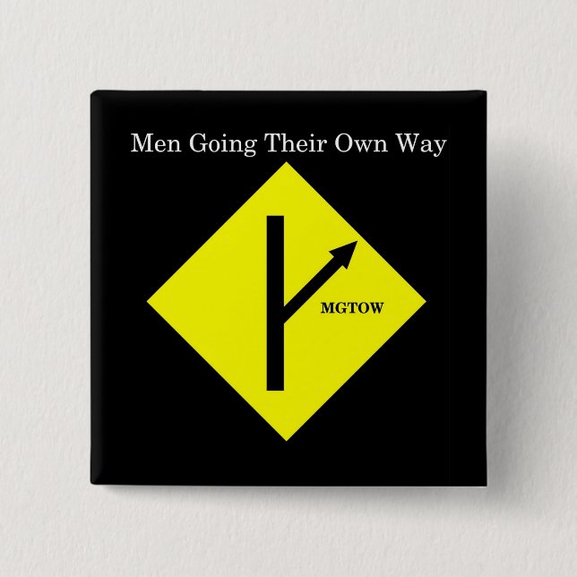 MGTOW Logo Button-Square-Black Background Button (Front)