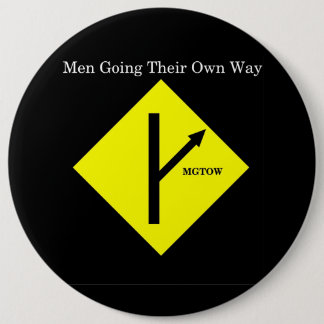 MGTOW Logo Button-XXLarge Size-Black Background Button