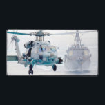 MH-60R SEAHAWK DESK MAT<br><div class="desc">The Navy has used the Sikorsky H-60 airframe under the model designations SH-60B, SH-60F, HH-60H, MH-60F, MH-60R, and MH-60S. Able to deploy aboard any air-capable frigate, destroyer, cruiser, fast combat support ship, amphibious assault ship, or aircraft carrier, the Seahawk can handle anti-submarine warfare, anti-surface warfare, naval special warfare insertion, combat...</div>