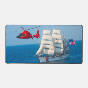MH-65D DOLPHIN and USCGC EAGLE Desk Mat