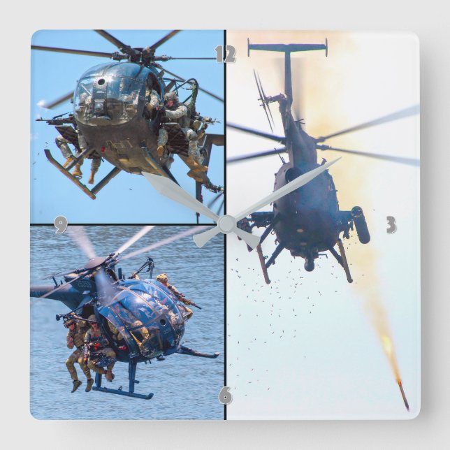 MH/AH-6M LITTLE BIRD SQUARE WALL CLOCK (Front)