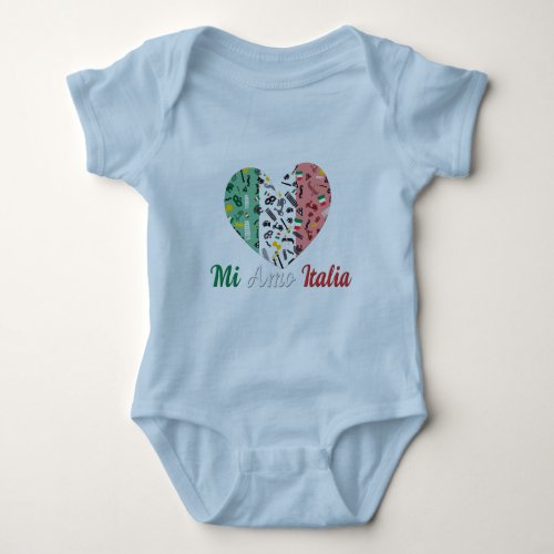 Mi Amo Italia_ Heart with Italian flag Baby Bodysuit