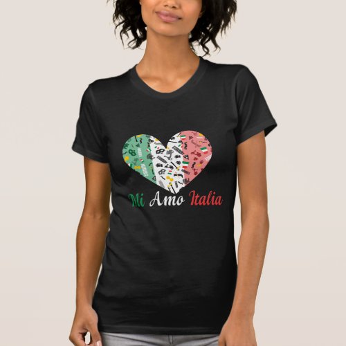 Mi Amo Italia_ Heart with Italian flag T_Shirt