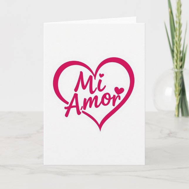 Mi Amor Pink Heart Love Card (Front)