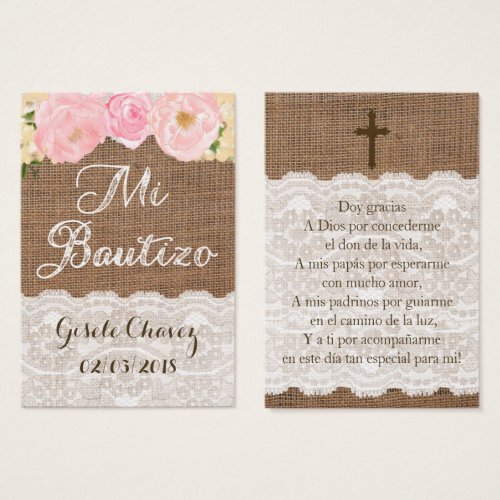 Mi Bautizo Favor Tag Cards for Latina Baptism