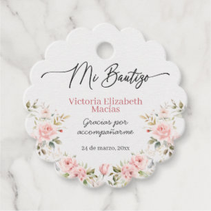 Mi Bautizo Gift Tags Para Niña Girls Pink Baptism