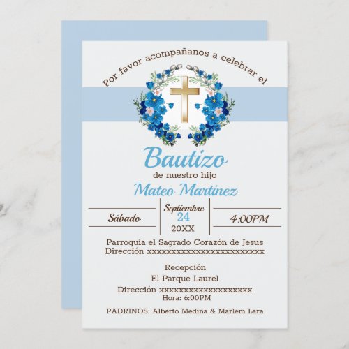 Mi Bautizo para nio Invitation