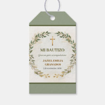 Mi Bautizo Personalized Baptism Gift Tag Green
