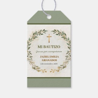Mi Bautizo Personalized Baptism Gift Tag Green