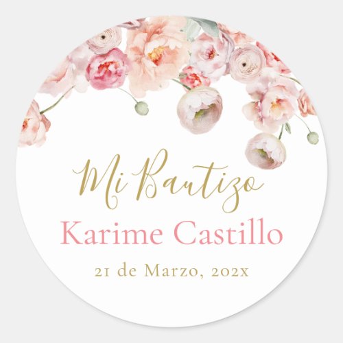 Mi Bautizo pink rose sticker 