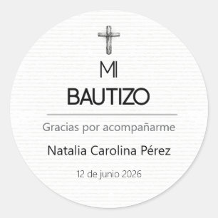 Mi Bautizo Round Favor Sticker Label Personalizado
