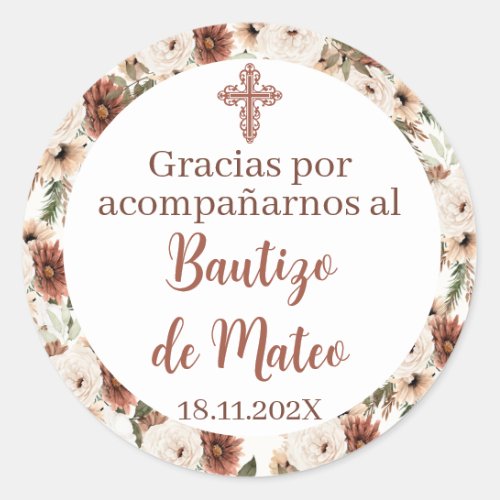 Mi bautizo spanish sticker boy baptism Classic Ro Classic Round Sticker