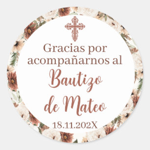 Mi bautizo spanish sticker, boy baptism Classic Ro Round Sticker