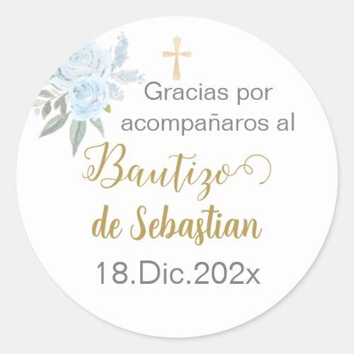 Mi bautizo spanish sticker boy baptism Espaol Classic Round Sticker