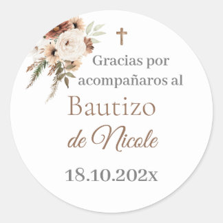 Mi bautizo spanish sticker, boy baptism Español Classic Round Sticker
