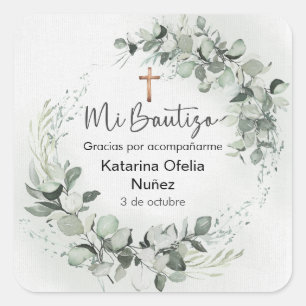 Mi Bautizo Sticker Personalized Baptism Label