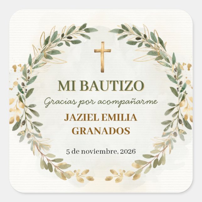 Mi Bautizo Stickers Personalized Baptism Labels (Front)