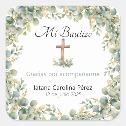 Mi Bautizo Stickers _ Square Baptism Stickers