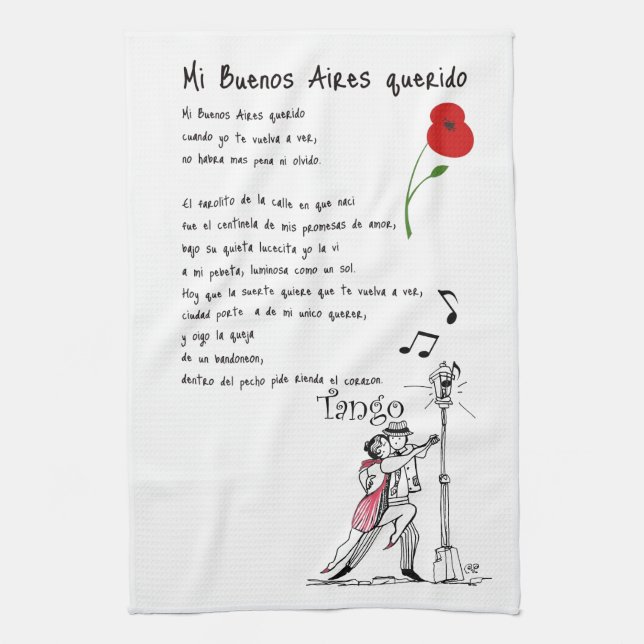 Mi Buenos Aires Querido Tango Kitchen Towel (Vertical)