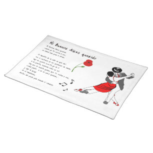 Mi Buenos Aires Querido Tango Lyrics Cloth Placemat