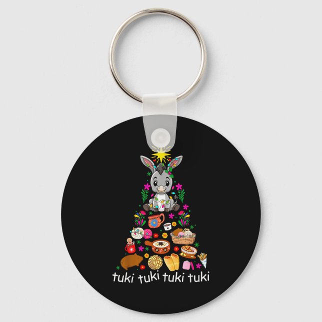 Mi Burrito Sabanero Mexican Christmas Donkey Spani Keychain (Front)